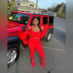 Selling red two piece spandex set